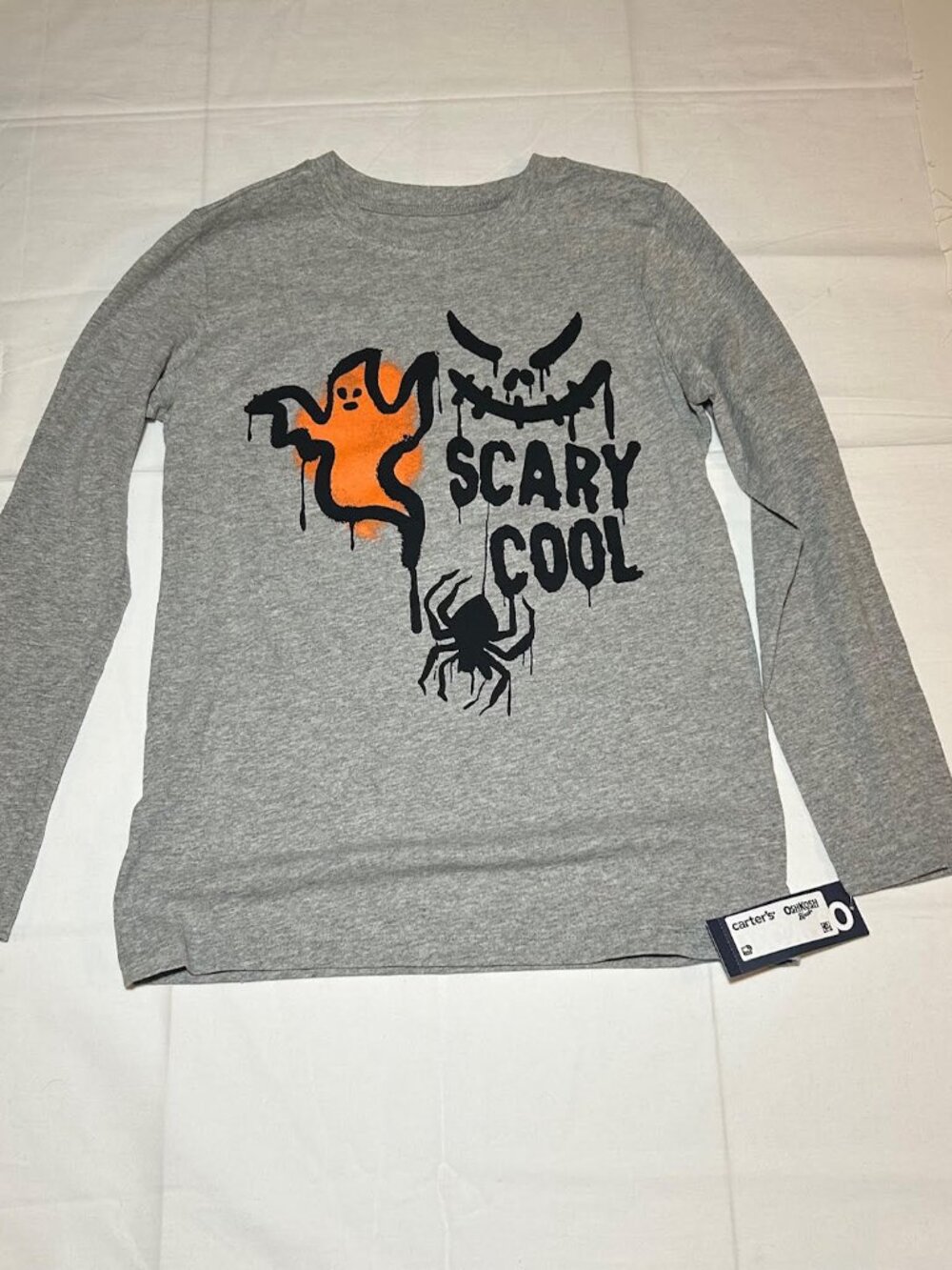 OshKosh B'gosh Boys Gray Scary Cool Halloween Long Sleeve T-shirt Top NWT